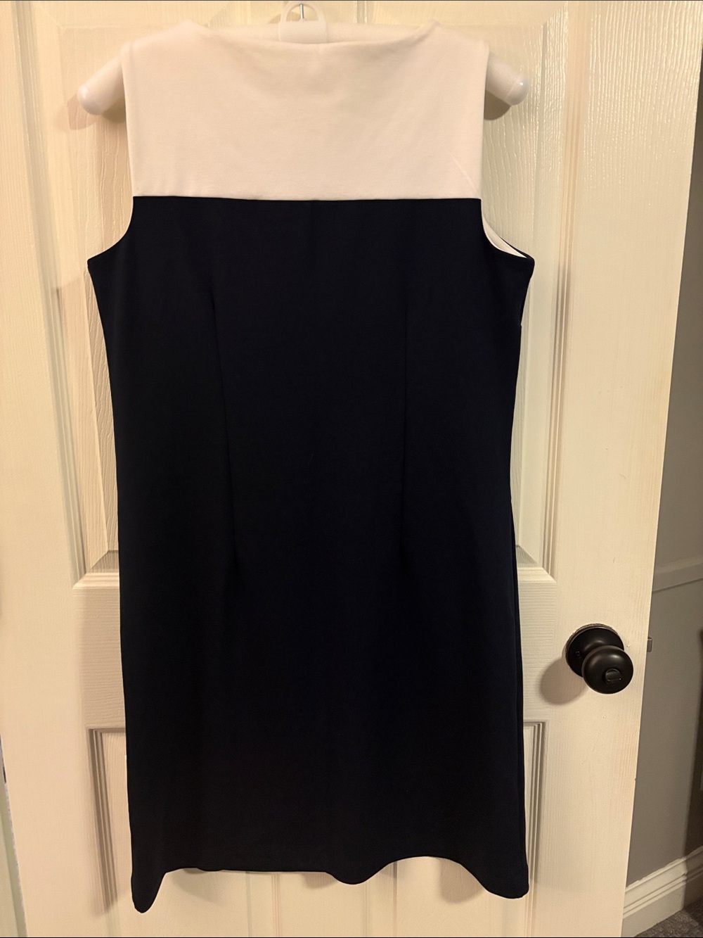 Talbots Navy Shift Dress with White Scalloped Yoke - Picture 3 of 3
